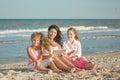 Happy family. Mother, youngest daughter and an seventeen-year-old daughter with Down syndrome. Royalty Free Stock Photo