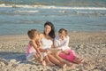 Happy family. Mother, youngest daughter and an seventeen-year-old daughter with Down syndrome. Royalty Free Stock Photo