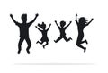 Happy family, man, woman, boy, girl jumping for joy Royalty Free Stock Photo