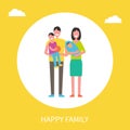 Happy family Members Father, Son, Mother, Newborn