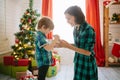 Happy family mom and son on a Christmas Royalty Free Stock Photo