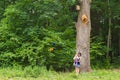 Happy family mother and baby hugging in summer on the nature Royalty Free Stock Photo