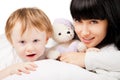 Happy family. Mother with baby playing and smiling Royalty Free Stock Photo