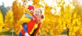 Happy family mother and baby son on autumn walk Royalty Free Stock Photo