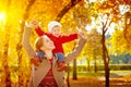 Happy family: mother and child little daughter play cuddling on Royalty Free Stock Photo