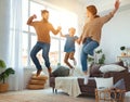 Happy family mother father and child daughter dancing at home Royalty Free Stock Photo