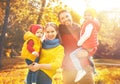 Happy family mother, father and children on an autumn walk Royalty Free Stock Photo