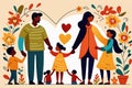 happy family, mother, father, daughter, mother, son and daughter vector.happy family, mother, Royalty Free Stock Photo