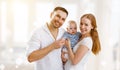 Happy family mother, father and son, baby at home Royalty Free Stock Photo