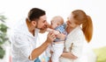 Happy family mother, father and son, baby at home Royalty Free Stock Photo