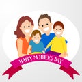 Happy family mother father sons cartoon character