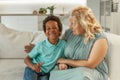 Happy family mother and her son having fun and laughing at home Royalty Free Stock Photo