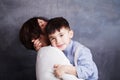 Happy family. Mother and her son hugging, smiling and having fun, portrait Royalty Free Stock Photo