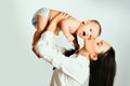 Happy family. Mother holding small child. Family concept. Woman playing with her baby. Happy smiling face. Beautiful Royalty Free Stock Photo