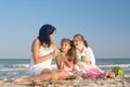 Happy family. Mother, youngest daughter and an seventeen-year-old daughter with Down syndrome. Royalty Free Stock Photo