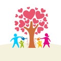 A happy family. Multicolored figures, loving family members. Parents: Mom and Dad and kids Royalty Free Stock Photo