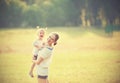 Happy family on nature mother and baby daughter Royalty Free Stock Photo