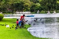 A happy family In the nature park.