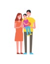 Happy Family with One Child Cartoon Vector Icon Royalty Free Stock Photo