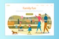 Happy Family Outdoor Fun in Park Landing Page Royalty Free Stock Photo