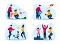 Happy Family Outdoor Recreation Vector Concept Set