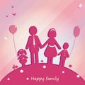 Happy family outdoor. Vector Illustration with place for text