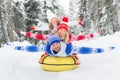 Happy family outdoor in winter Royalty Free Stock Photo