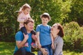 Happy Family Outdoors Mother Father Son Daughter Royalty Free Stock Photo