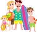 Happy Family Outing at the Beach on white Royalty Free Stock Photo