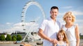 Happy family over london in summer