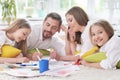 Happy family painting together Royalty Free Stock Photo