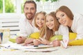 Happy family painting together Royalty Free Stock Photo