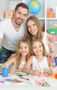 Happy family painting together Royalty Free Stock Photo