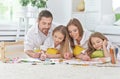 Happy family painting together Royalty Free Stock Photo