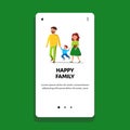 Happy Family Parents With Child Walking Vector