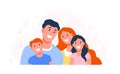 Happy family. Parents with children. Dad, mom and son and daughter are smiling. Happy faces of family members. Flat Royalty Free Stock Photo