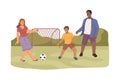 Happy family, parents playing football with kid Royalty Free Stock Photo