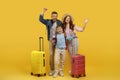 Happy family parents and son ready for vacation travel Royalty Free Stock Photo