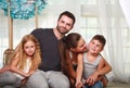 Happy family parents and two children at home Royalty Free Stock Photo