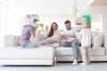 Family playing dinosaurs at home Royalty Free Stock Photo