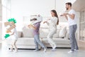 Family playing dinosaurs at home Royalty Free Stock Photo