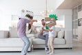 Family playing dinosaurs at home Royalty Free Stock Photo