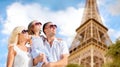 Happy family in paris over eiffel tower background