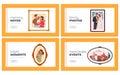 Happy Family Photos Landing Page Template Set. Parents Holding Baby On Hands, Smiling Children, Grandparents, Newlyweds