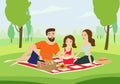 Happy family on a picnic vector illustration