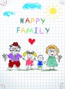Happy Family Picture of Little Boy, Girl, Parents