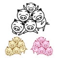 Happy family pigs. Year of the pig. vector illustration