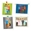 Happy Family Pinned Portraits Flat Vectors Set