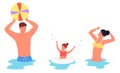 Happy family playing beach ball in water together Royalty Free Stock Photo