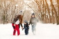 Happy family playing with snow outdoors Royalty Free Stock Photo